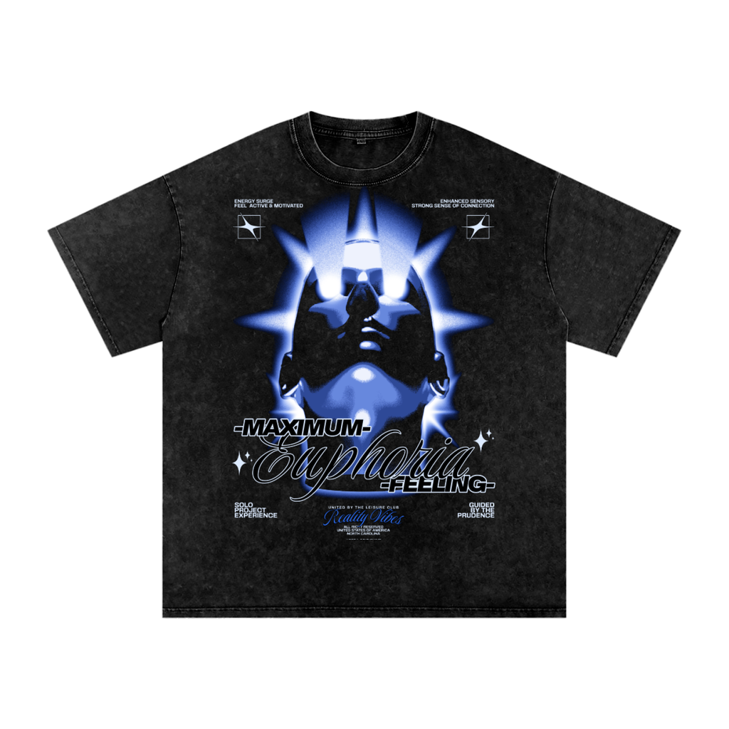 “EUPHORIA” Snow Washed Oversized Cotton T-Shirt